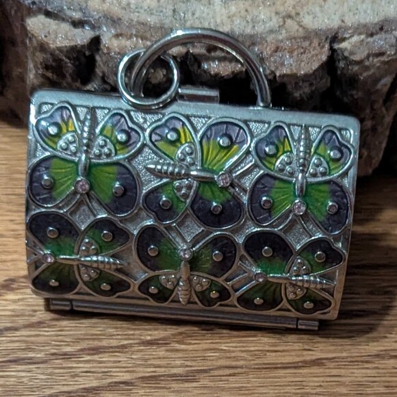 Vintage Judith Leiber for Neiman Marcus Butterfly Pill box And Key Chain - Picture 1 of 9